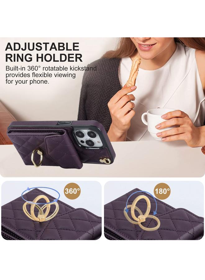 S-TOP Case For iPhone 13 Pro Max Rhombic Texture Card Bag Phone Case with Long Lanyard - Image 5