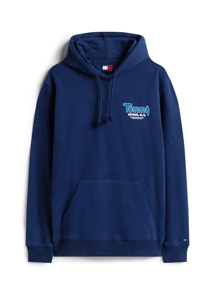 Tommy Jeans Blue Logo Terry Hoody for Men | Best Price UAE