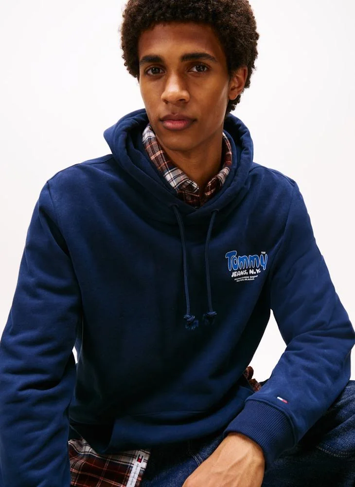 Tommy Jeans Blue Logo Terry Hoody for Men | Best Price UAE