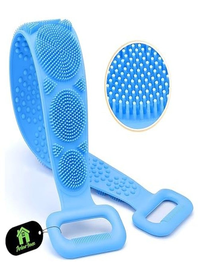 Ardour House Silicone Back Scrubber Belt - Double-Sided Exfoliating Body Brush for Men, Women & Kids - Soft Silicone Bristles + Massage Side - Long Back Cleaner for Shower, Dead Skin Removal, Deep Cleansing & Relaxation (Multicolor) - Image 1