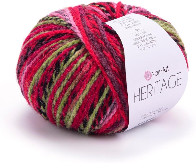 YarnArt YarnArt Heritage Variegated Wool Yarn  Soft Medium Weight Blend for Sweaters Cardigans Scarves  Hats  Warm Winter Knitting  Crochet Fiber 336 - Image 1