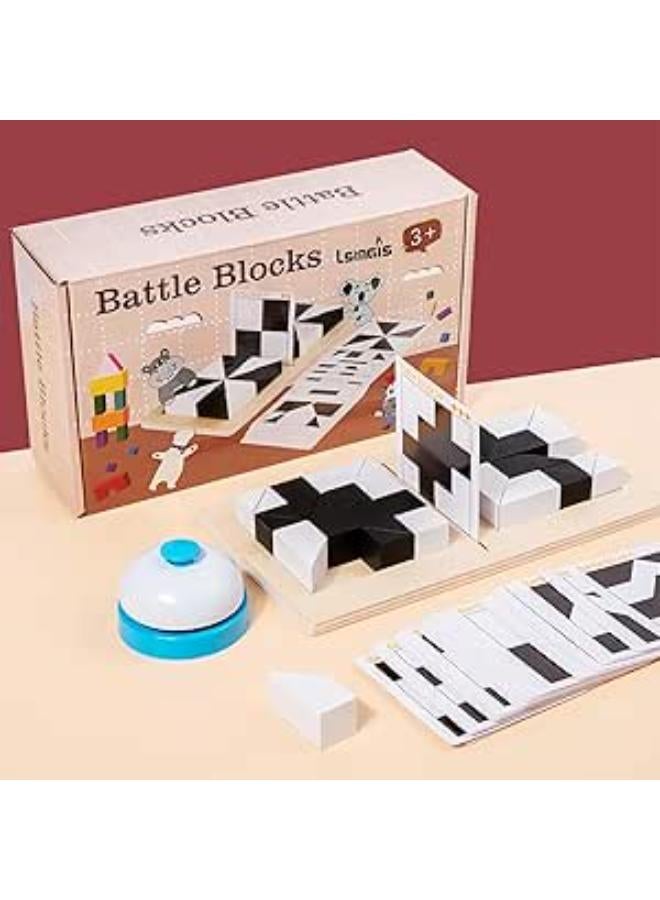 لعبة معركة لوح الألغاز الخشبية LSMAIS مع 32 قطعة من مكعبات الألغاز، تدريب التفكير المكاني ثلاثي الأبعاد للأطفال، هدية للأولاد والبنات من سن 4 5 6 7 8 9 10 11 12 سنة