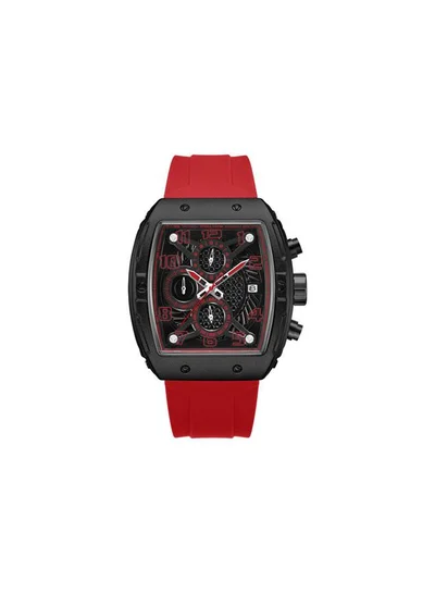 POLICE Men's Coswig Black Dial Red Silicone Strap Chronograph Watch for Men - 46mm