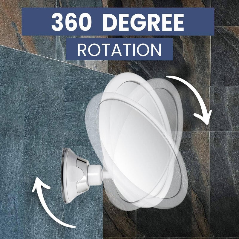 ميرورفانا مرآة دش مستديرة مكبرة 3X من Mirrorvana لحلاقة خالية من الضباب مع كوب شفط قوي ولزج وسطح مقاوم للكسر ودوران 360 درجة - قطر 6.7 بوصة - Image 4