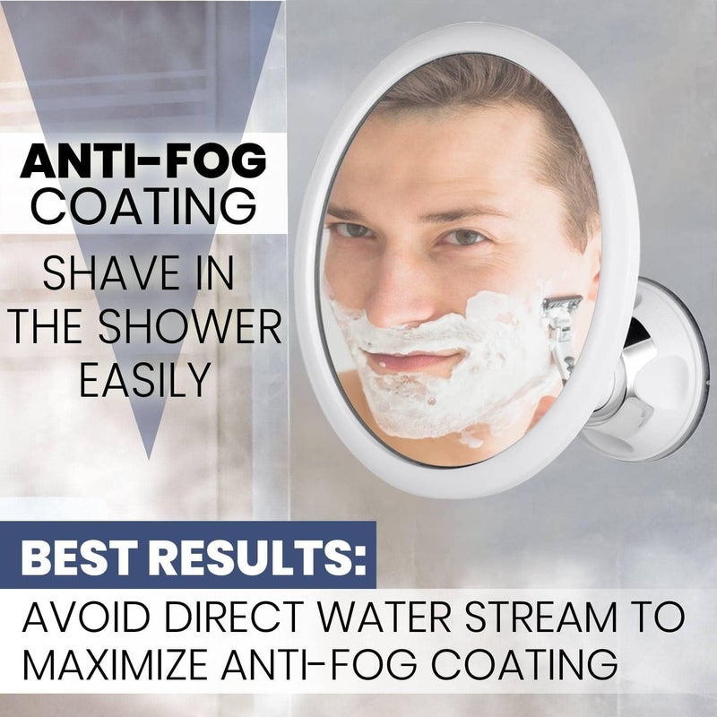 ميرورفانا مرآة دش مستديرة مكبرة 3X من Mirrorvana لحلاقة خالية من الضباب مع كوب شفط قوي ولزج وسطح مقاوم للكسر ودوران 360 درجة - قطر 6.7 بوصة - Image 3