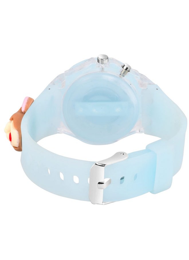 Shocknshop Shocknshop Nylon Led Luminous Child Kid Children Cute Cartoon Multi Color Lights Analogue Watch For Girls -W327 (Mouse), Blue Dial, Blue Band  - Image 4