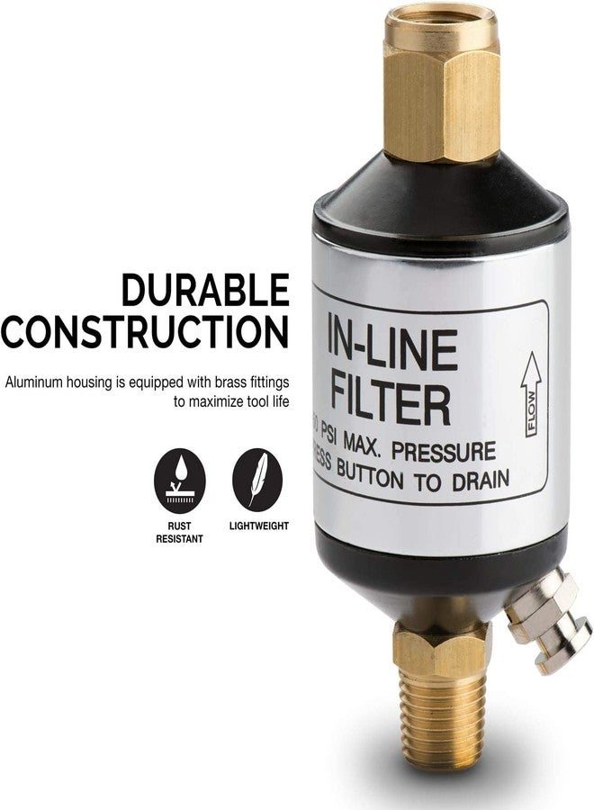 نيكو فاصل الماء والزيت NEIKO 30253A لخطوط الهواء، قطعتان | مدخل ومخرج NPT 1/4 بوصة | 150 رطل/بوصة مربعة | ضاغط هواء وملحقات أدوات هوائية | حماية عمر الأدوات الهوائية | تحسين الأداء - Image 2