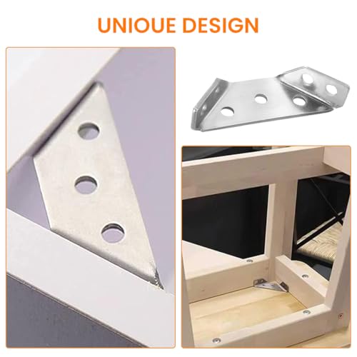 Serplex® 10Pcs Shelf Brackets with 60Pcs Screws, 2MM Thickening Furniture Corner Connector, Stainless Steel Angle Corner Bracket, Heavy Duty Corner Bracket for Wooden Panel, Woodworking, Crafting - Image 4