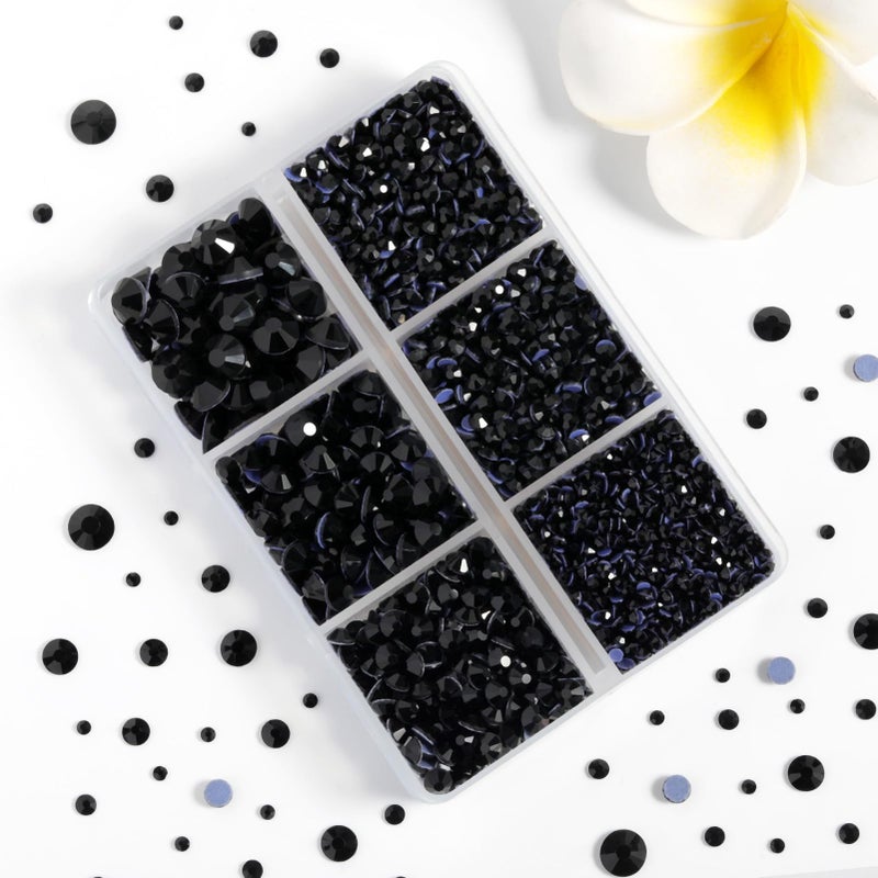 BEADSLAND Hotfix Rhinestones 3960pcs, Black Rhinestone for Clothes, Hot Fix Crystals Rhinestones with Tweezers and Wax Pencil Kit,Mixed 5 Sizes, SS6-SS30, Jet Black - Image 2