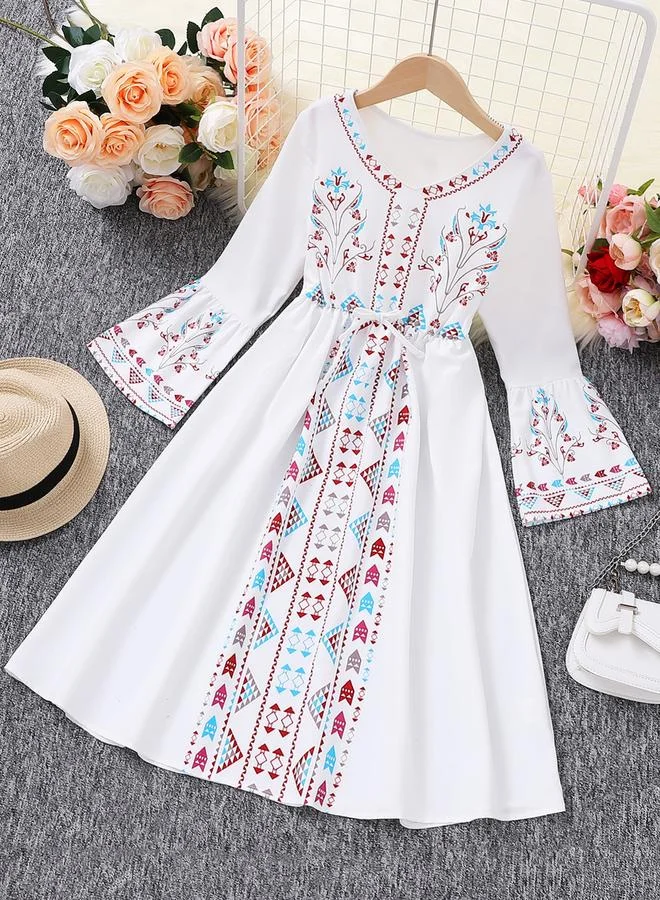 Take Two Take Two Girls Floral Print Tie Waist Dress