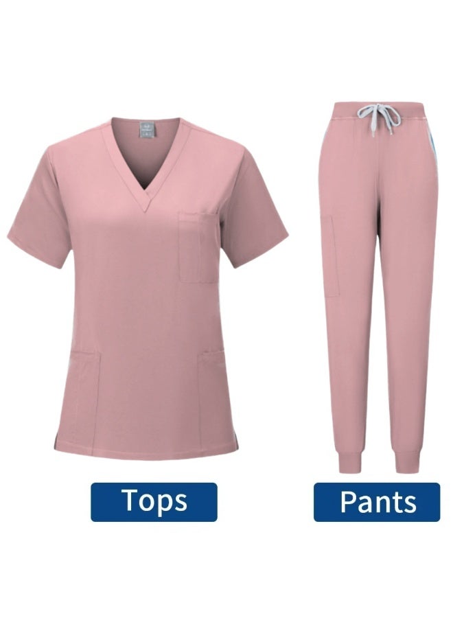Loquat Womens Medical Scrubs Set Medical Uniform Set Pink - Image 1