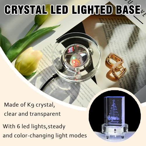 IFOLAINA Crystal LED Light Base Multicolor Changing Pedestal Color Show Stand Lighted Display Plate AC Power for 3D Glass Art Round Light Base - Image 3