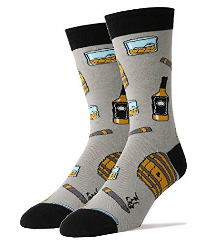 ooohyeah Men's Novelty Funny Drinking Crew Socks, Fun Saying Crazy Silly Casual Cotton Dress Socks, Whiskey Me - Image 1