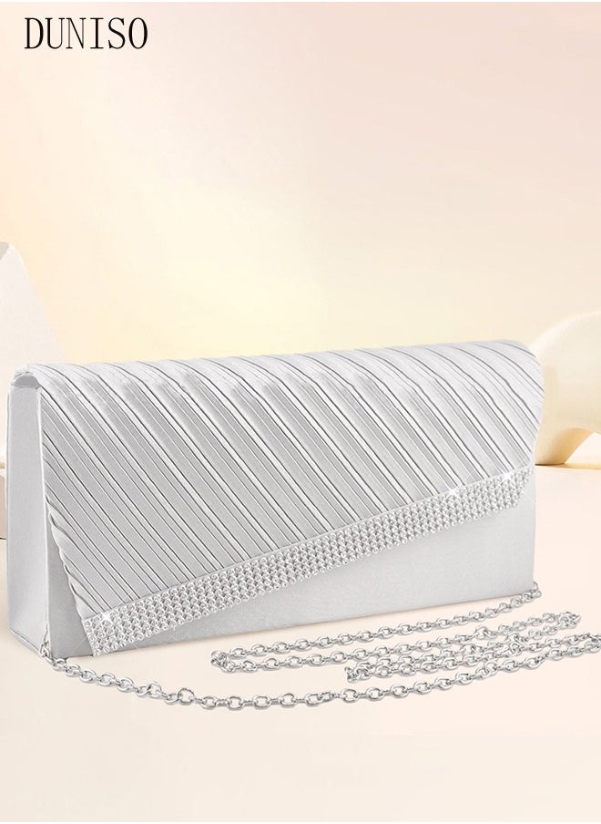 DUNISO - Women Shiny Glitter Evening Clutch Crossbody Bag Envelope Handbag Chain Purse for Wedding Formal Cocktail Party - Image 1