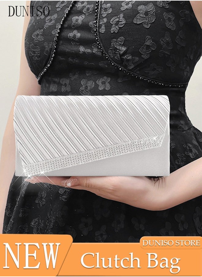 DUNISO - Women Shiny Glitter Evening Clutch Crossbody Bag Envelope Handbag Chain Purse for Wedding Formal Cocktail Party - Image 1