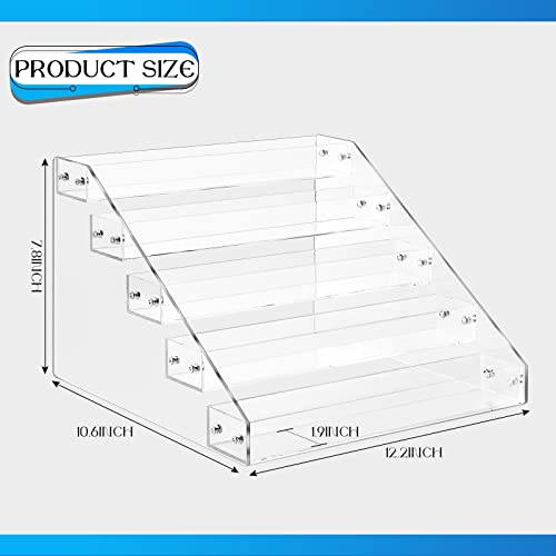 Chunful 2 Pcs Acrylic Tiered Spice Rack Organizer 5 Tier Vertical Seasoning Organizer Clear Spice Shelf Tiered Pantry Shelves for Cabinet Kitchen Countertop Storage Organization Display 122 x 106 x 78 In - Image 3