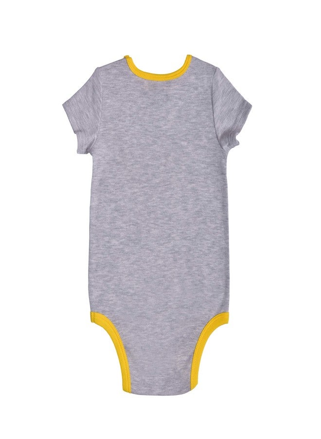 BATMAN DC Comics Boys First Birthday Short Sleeve Bodysuit Creeper for Infants - Grey - Image 2