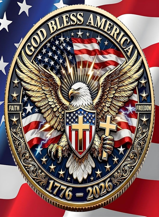 CHENZHOUZAI America 250th Anniversary Commemorative Coin,USA 250th Anniversary Coin Challenge,for Patriotism,250 Year American Anniversary Coin American Eagle & Patriotic Symbols Collectible (Style 2) - Image 2
