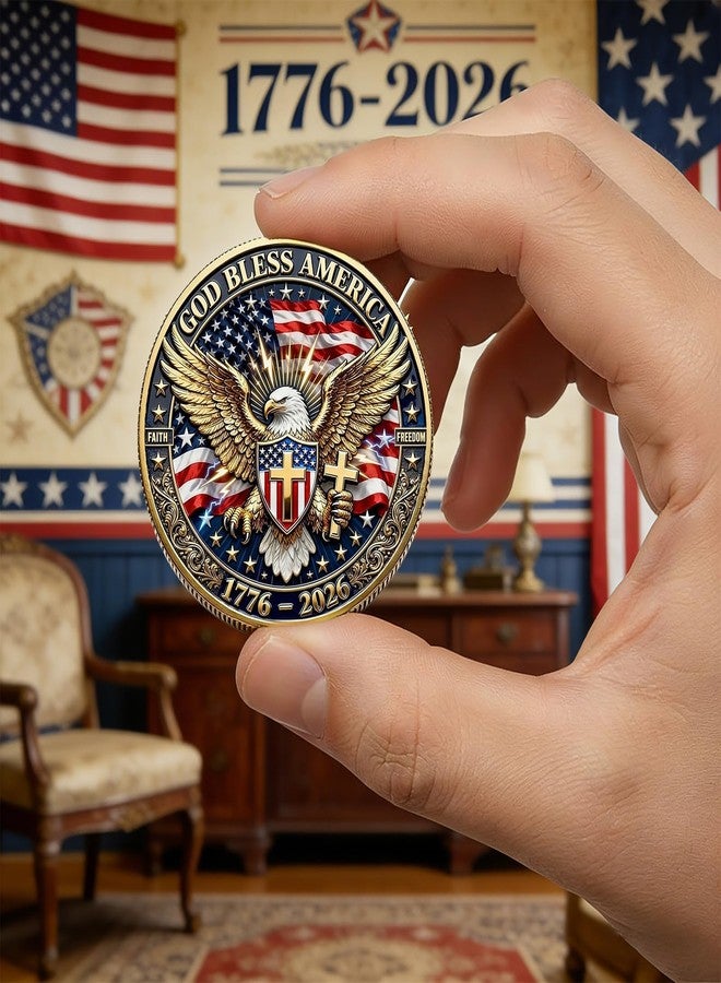 CHENZHOUZAI America 250th Anniversary Commemorative Coin,USA 250th Anniversary Coin Challenge,for Patriotism,250 Year American Anniversary Coin American Eagle & Patriotic Symbols Collectible (Style 2) - Image 4