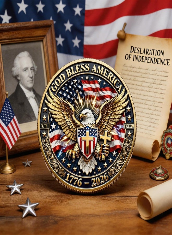 CHENZHOUZAI America 250th Anniversary Commemorative Coin,USA 250th Anniversary Coin Challenge,for Patriotism,250 Year American Anniversary Coin American Eagle & Patriotic Symbols Collectible (Style 2) - Image 3