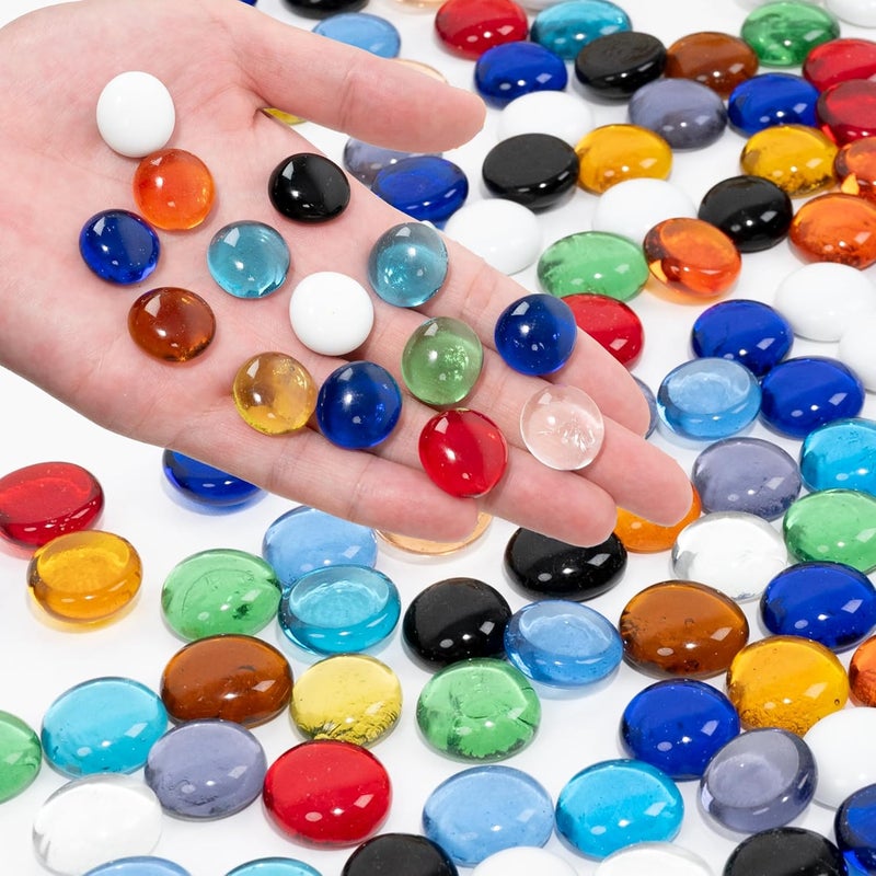 Foncomy Mixed Color Flat Glass Marbles, 0.97 lb Vase Filler Pebbles Gems, Decorative Glass Beads for Vases, Table Scatter, Crafts, Floral, Mancala Stones, Centerpieces, Aquarium Rocks for Fish Tank - Image 1