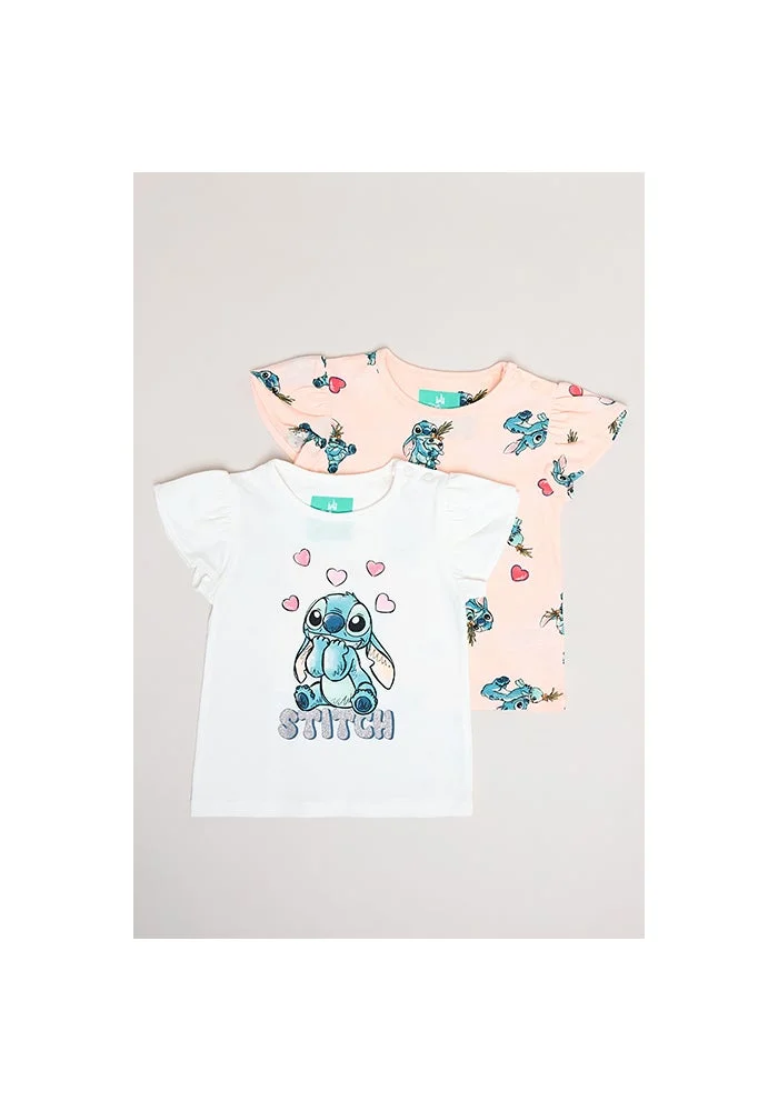 أر أند بي 2 Pack Stitch Print T-Shirts with Short Sleeves