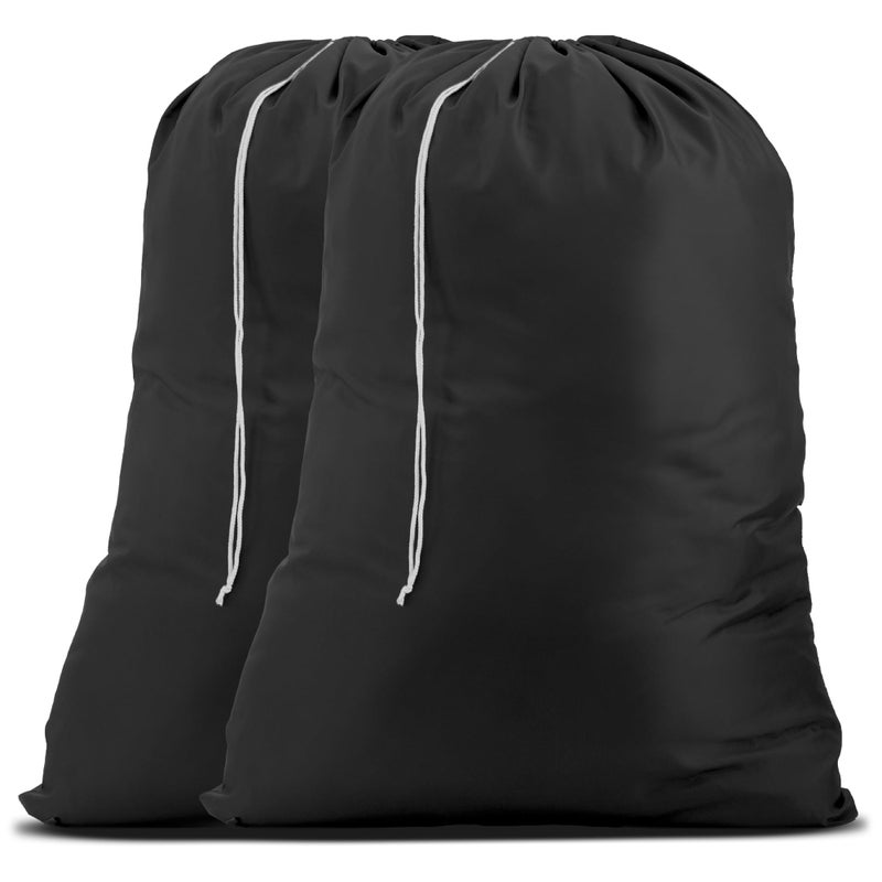 Handy Laundry Nylon Laundry Bag, Large Capacity with Locking Drawstring, Machine Washable, Fits Laundry Baskets or Hampers, Holds 3 Loads of Clothes (Black, Pack of 2) - Image 1