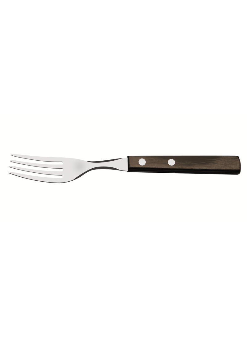 TRAMONTINA Since 1911,Made in Brazil- Stainless Steel Dessert Fork with Treated Brown Polywood Handle - Image 1