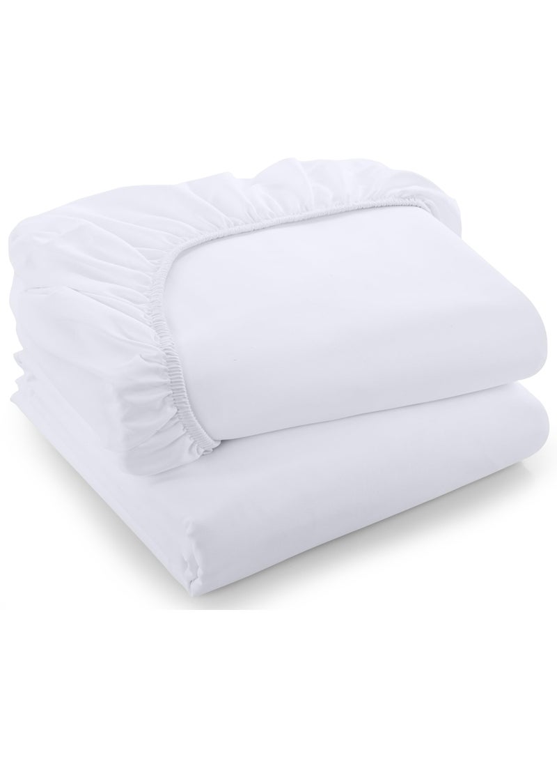 Utopia Bedding Utopia Bedding Twin Fitted Sheets - Bulk Pack of 2 Bottom Sheets - Soft Brushed Microfiber - Deep Pockets - Shrinkage & Fade Resistant - Easy Care (Twin  White)  - Image 1