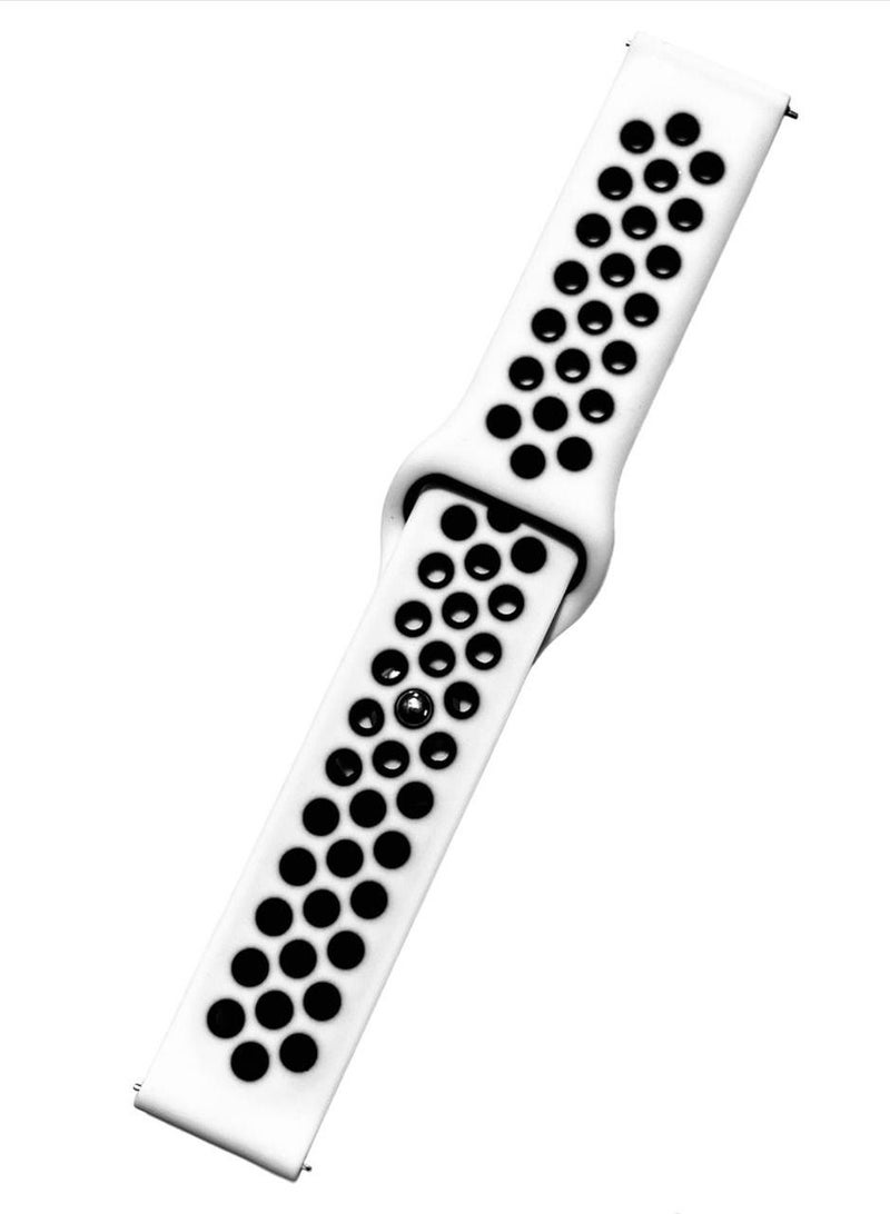 20mm Sport Silicone Watch Band For Samsung Gear Sport 42mm - Black/white - Image 3