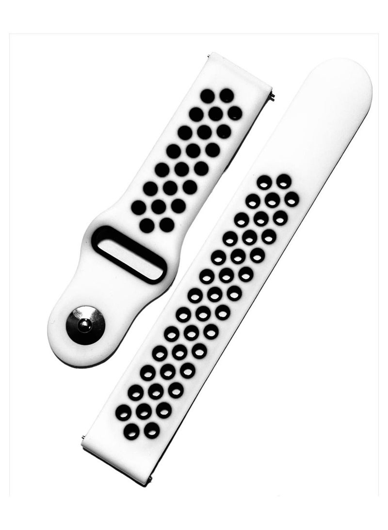 20mm Sport Silicone Watch Band For Samsung Gear Sport 42mm - Black/white - Image 1