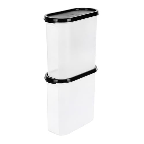 Cutting EDGE 1800ml Anti-Bacterial Modular Plastic Storage Container Set of 2, BPA-Free, Airtight Lid, Leakproof, Stackable Organizer for Pantry, Sugar, Flour & Grains (Black) - Image 3