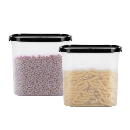 Cutting EDGE 1800ml Anti-Bacterial Modular Plastic Storage Container Set of 2, BPA-Free, Airtight Lid, Leakproof, Stackable Organizer for Pantry, Sugar, Flour & Grains (Black) - Image 1