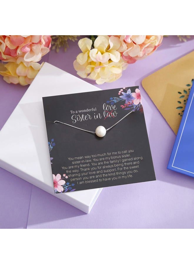 ALoveSoul Sister in Law Necklace - Sterling Silver Single Pearl Necklaces for Women Best Sister in Law Gifts Bride Birthday Gift, Metal, Pearl - Image 5