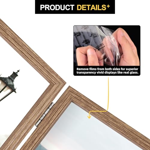 FOREV 4x6 Double Picture Frame Wooden Hinged Photo Frame Definition Glass Stand Vertically on Desktop or Tabletop - Image 4