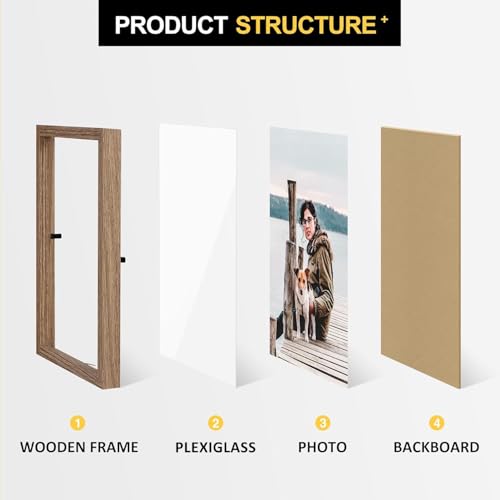 FOREV 4x6 Double Picture Frame Wooden Hinged Photo Frame Definition Glass Stand Vertically on Desktop or Tabletop - Image 3