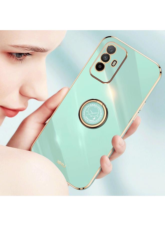 اس-توب جراب لهاتف OPPO A95 5G من XINLI، جراب هاتف TPU مطلي بالكهرباء 6D بحافة مستقيمة مع حامل حلقي - Image 5