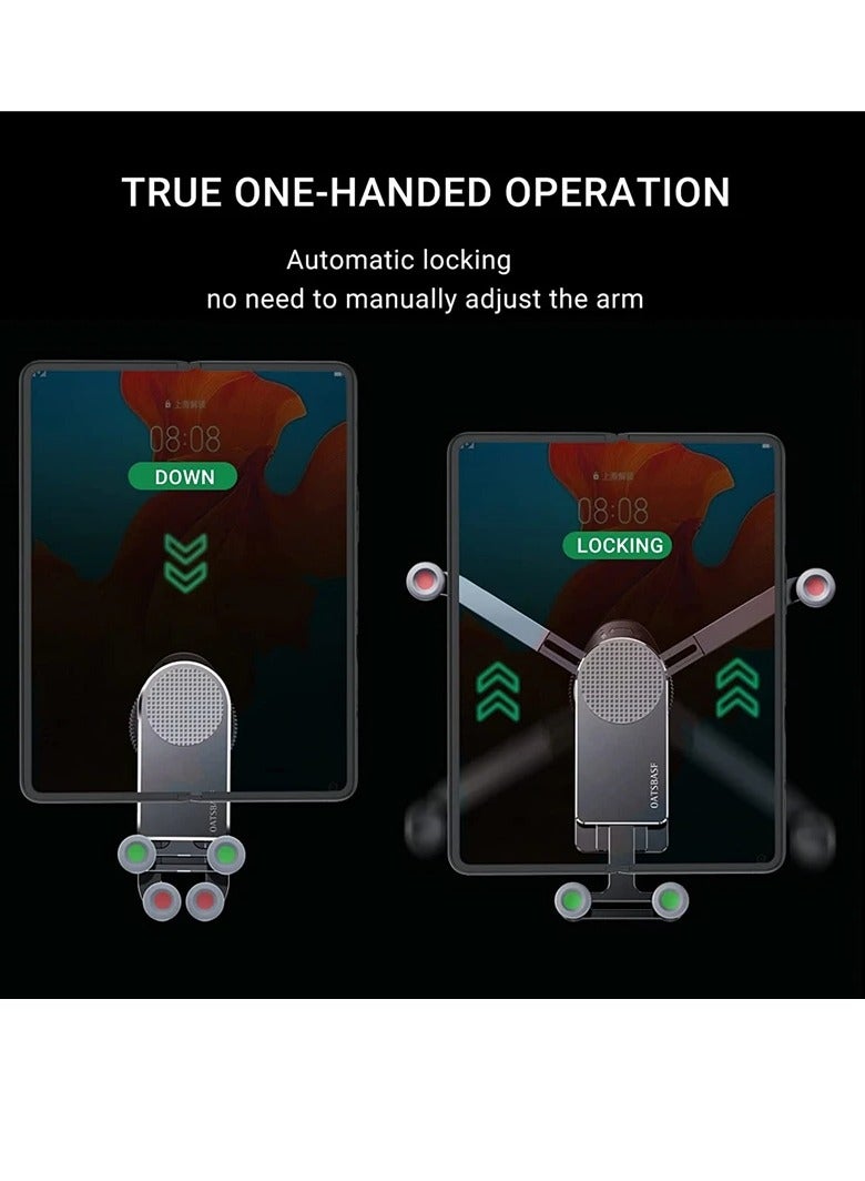 Oatsbasf Car Phone Holder Air Vent, Folding Screen Phone Mount Cradle Bracket, Shockproof And Freely Retractable Long Arm Suction Cup Car Phone Mount For Foldable Dual Screen Smartphones, (Silver) - Image 3