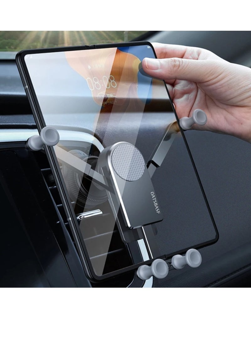 Oatsbasf Car Phone Holder Air Vent, Folding Screen Phone Mount Cradle Bracket, Shockproof And Freely Retractable Long Arm Suction Cup Car Phone Mount For Foldable Dual Screen Smartphones, (Silver) - Image 4