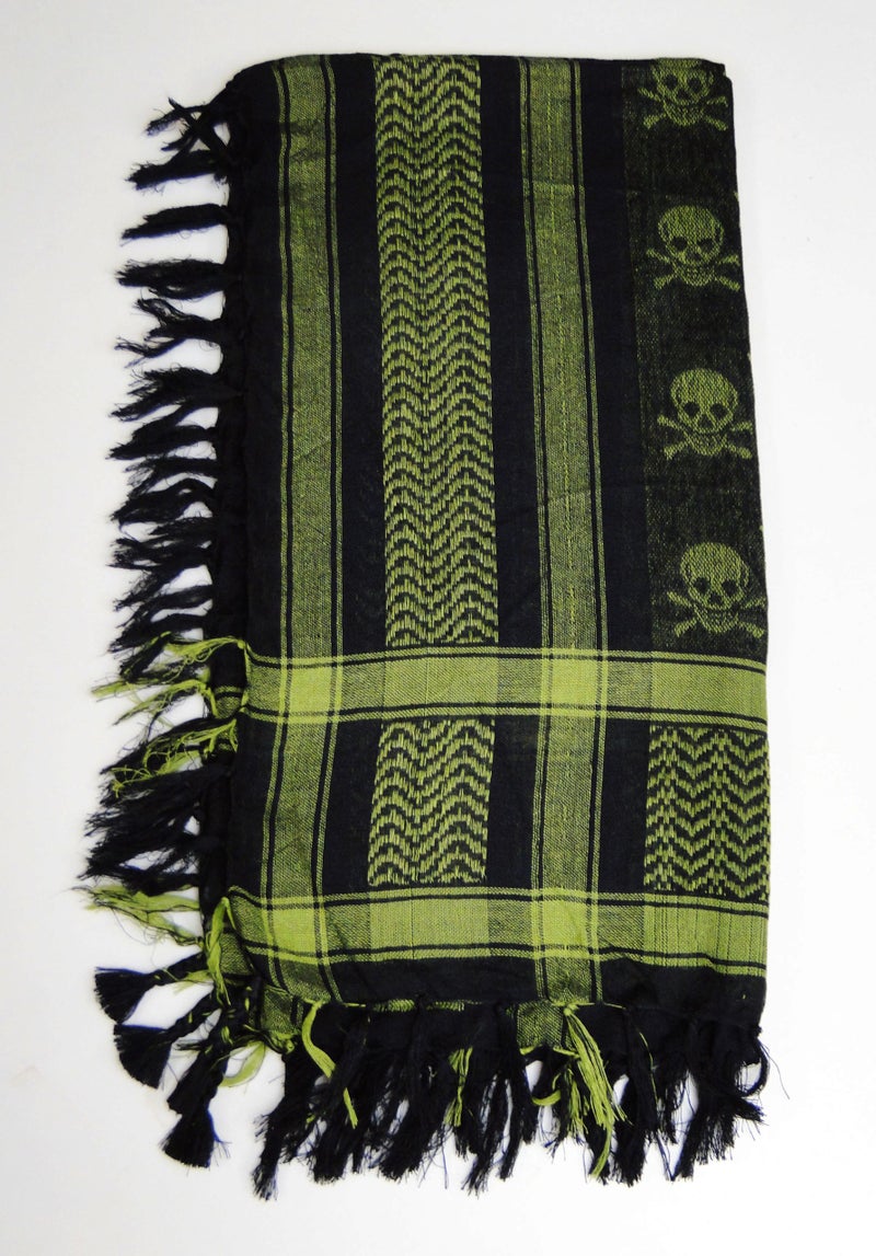 Tapp Collections Premium Skull Pattern Shemagh Head Neck Scarf - Green/Black - Image 3