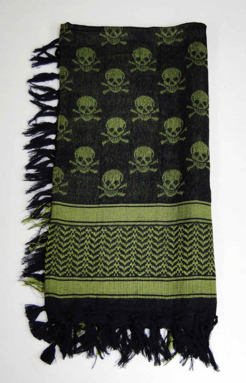 Tapp Collections Premium Skull Pattern Shemagh Head Neck Scarf - Green/Black - Image 2