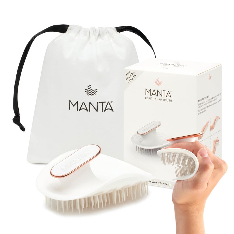 Manta Original Anti-Breakage Hairbrush â€“ Gentle Detangling Brush for Wet & Dry Hair, Flexible Hairbrush for All Types, Healthy Hair Care for Women & Men, White - Image 1