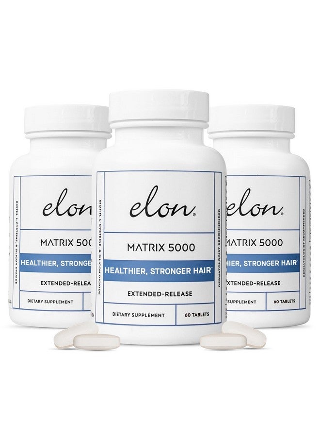 Elon Matrix 5000 - Biotin 5000mcg Vitamins for Hair Growth w/Extended Release - Promotes Healthy & Strong Hair - Pack of 3 (180 Day Supply) - Image 1