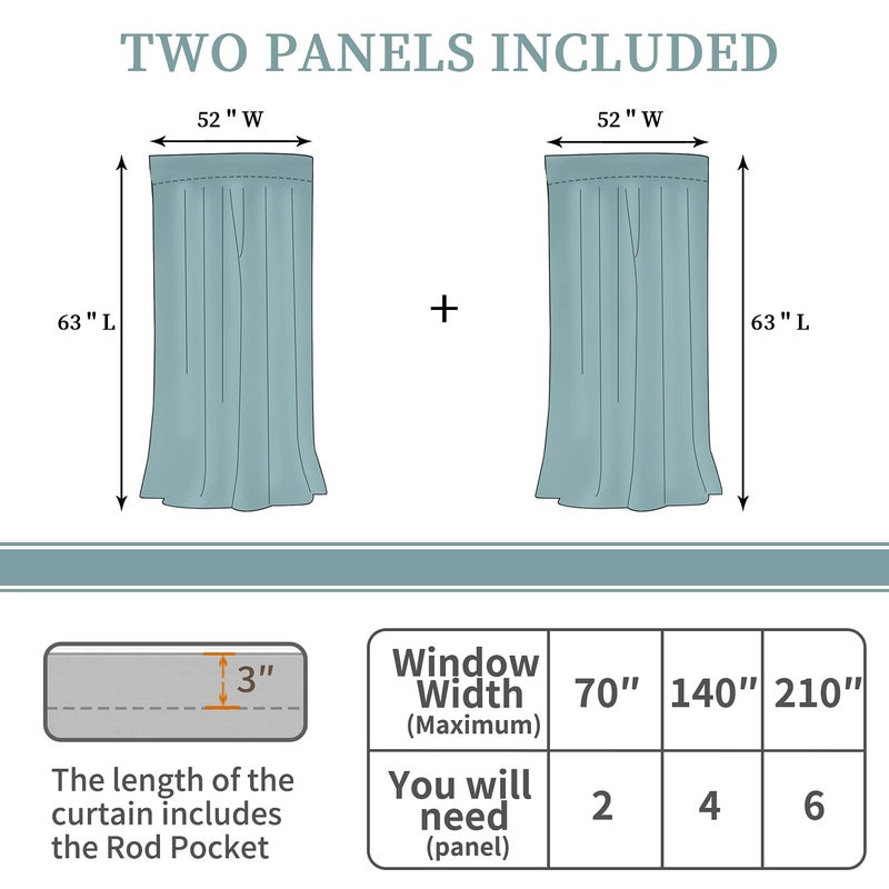 BGment Rod Pocket and Back Tab Blackout Curtains for Bedroom - Thermal Insulated Room Darkening Curtains for Living Room  2 Window Curtain Panels (52 x 63 Inch  Beige) - Image 2