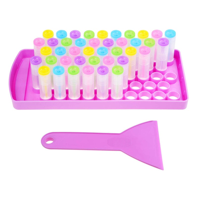 Kare Kind Kare & Kind Lip Balm Crafting Kit - Filling Tray and Spatula - 50 Empty Tubes with Caps (10x5 Colors) - 3/16 Oz (5.5 ml) - 50 Writeable and 50 Printed Stickers - DIY Kit - Image 2