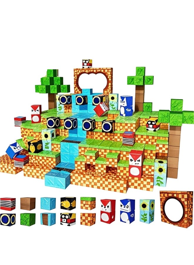 I LOVE KIDS Magnetic Building Blocks,100PCS Magnetic Toys for Age 3 +,STEM Montessori Sensory Toys,Fidget 0.8" Cubes Construction Toys,Gifts For Kids  - Image 1