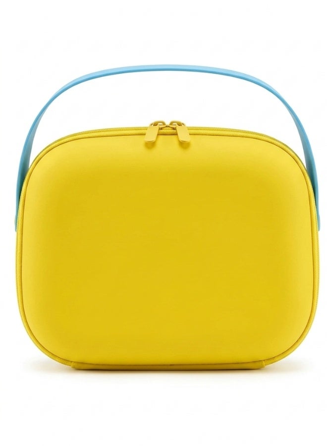 شنطة مكياج للسفر مقاومة للماء من EVA – منظم مستحضرات تجميل بسعة كبيرة بتصميم مزدوج الطبقات مع فتح 180 درجة، فواصل قابلة للإزالة ومكان مخصص للفرش، مقبض محمول قابل للدوران، سهلة التنظيف لتخزين المكياج والعناية بالبشرة والإكسسوارات - Image 3