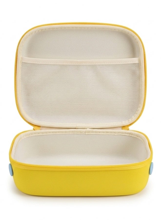 شنطة مكياج للسفر مقاومة للماء من EVA – منظم مستحضرات تجميل بسعة كبيرة بتصميم مزدوج الطبقات مع فتح 180 درجة، فواصل قابلة للإزالة ومكان مخصص للفرش، مقبض محمول قابل للدوران، سهلة التنظيف لتخزين المكياج والعناية بالبشرة والإكسسوارات - Image 2