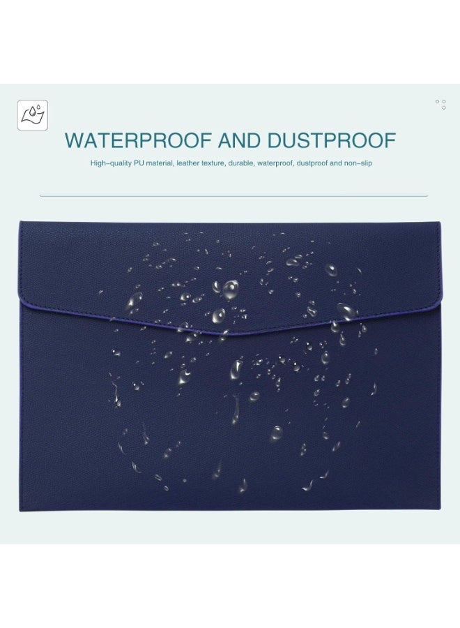 File Folder, PU Leather A4 Document Holder File Organizer Filing Envelope Portfolio Case Tablet Sleeve with Magnetic Snap Closure for Home School Office Stationery DarkBlue - Image 5