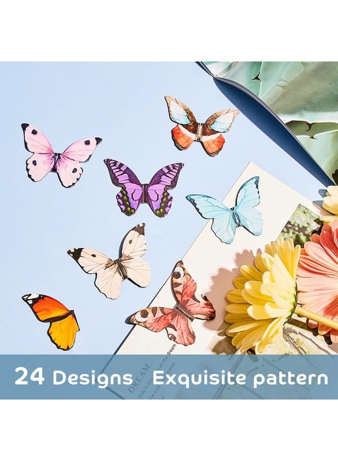 Nezyo Pack of 24 Butterfly Magnetic Bookmarks, Cute Butterfly Bookmarks, Magnetic Pages Markers, Foldable Page Clip for Children, Students, Christmas, Reading, Office Gifts - Image 3